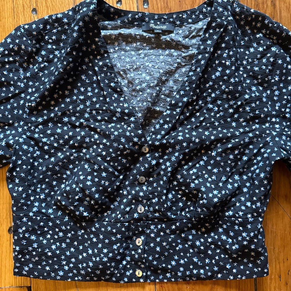 Madewell Black and White Star Print Blouse